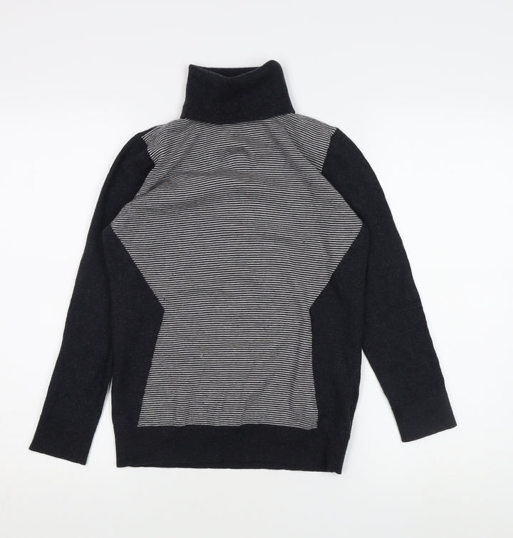 Paraphrase Women's Black XL Striped Roll Neck Pullover