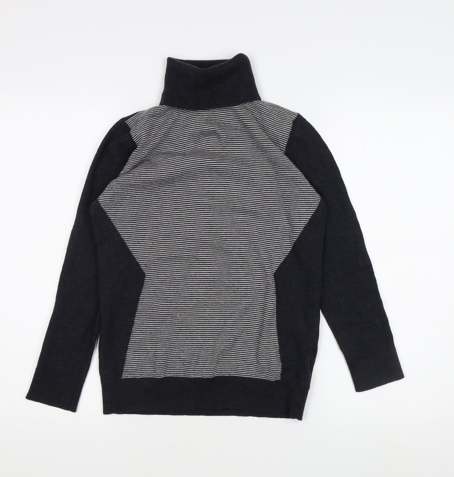 Paraphrase Women's Black XL Striped Roll Neck Pullover
