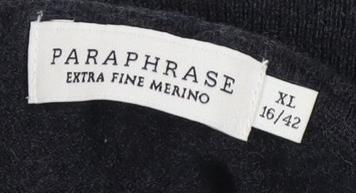 Paraphrase Women's Black XL Striped Roll Neck Pullover