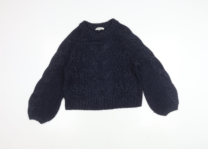 Great Plains Women's Blue Cable-Knit Jumper, Size S