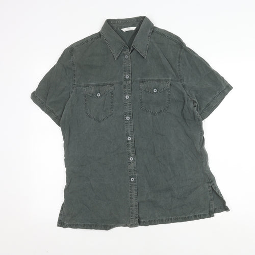 Marks and Spencer Green Button-Up Women's Shirt, Size 14
