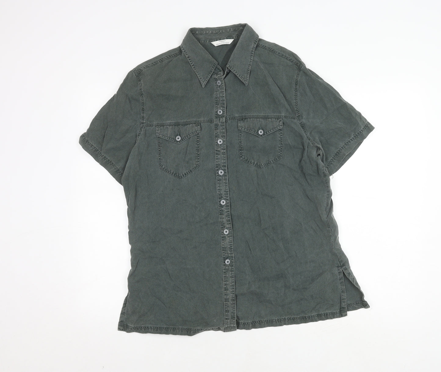 Marks and Spencer Green Button-Up Women's Shirt, Size 14