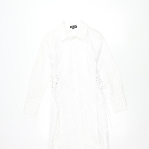 Topshop Women White Cotton Dress - Size 6