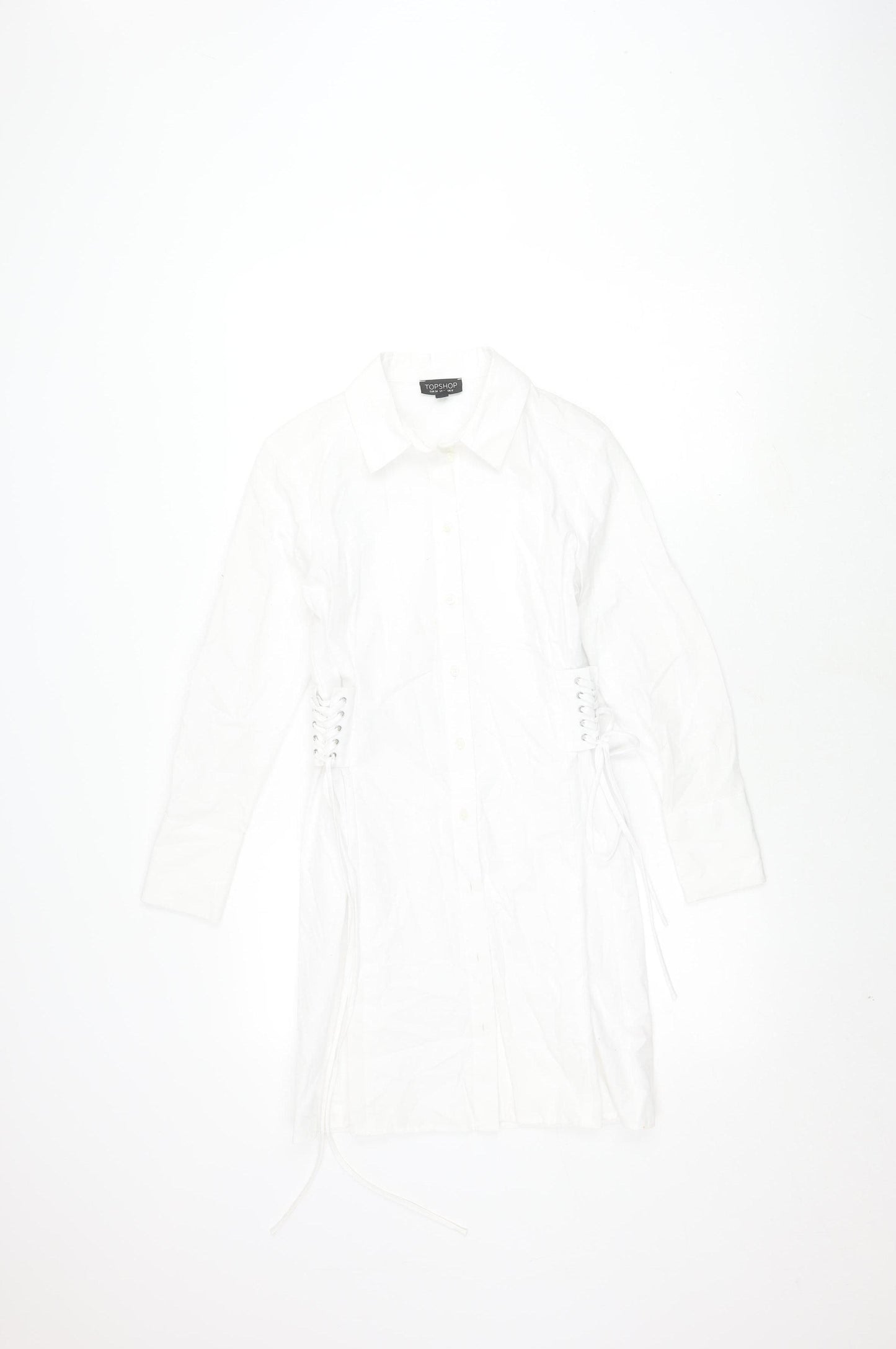 Topshop Women White Cotton Dress - Size 6