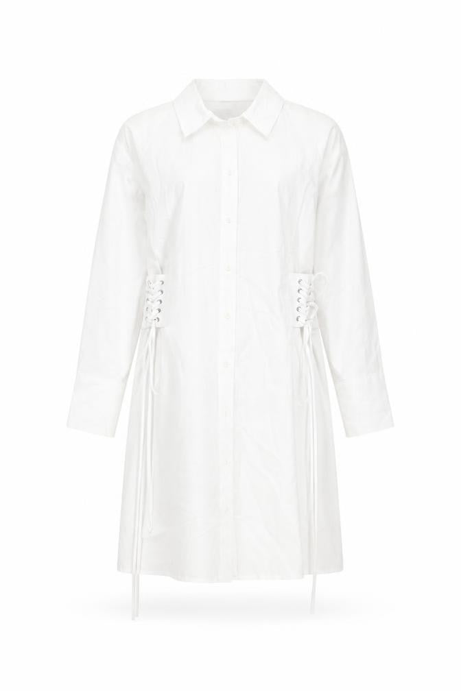 Front view of Topshop Women White Cotton Dress -, size 6