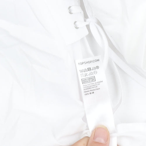 Topshop Women White Cotton Dress - Size 6