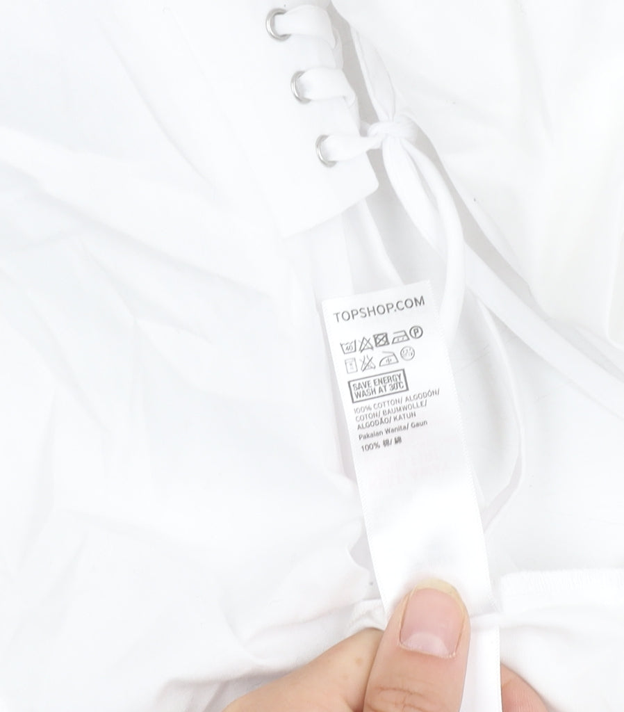 Topshop Women White Cotton Dress - Size 6