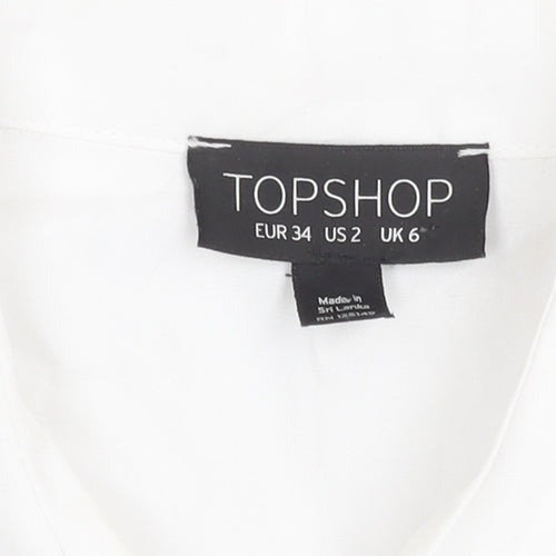 Topshop Women White Cotton Dress - Size 6