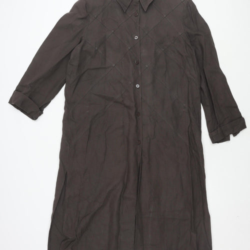 Platinum Women's Brown Linen Shirt Dress Size 16