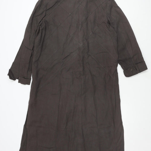 Platinum Women's Brown Linen Shirt Dress Size 16