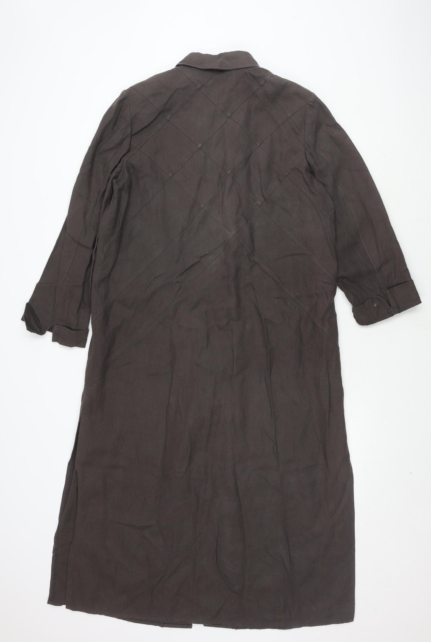 Platinum Women's Brown Linen Shirt Dress Size 16