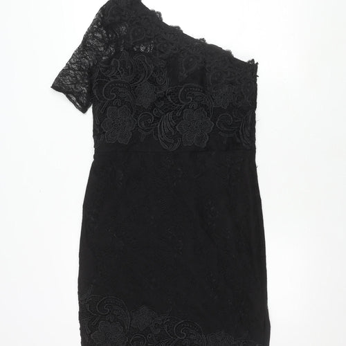 Autograph Women's Black Lace One Shoulder Dress Size 12