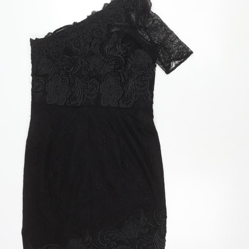 Autograph Women's Black Lace One Shoulder Dress Size 12