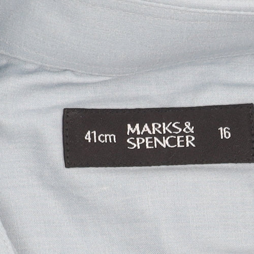 Marks and Spencer Men's Blue Shirt, Size 16, Long Sleeve
