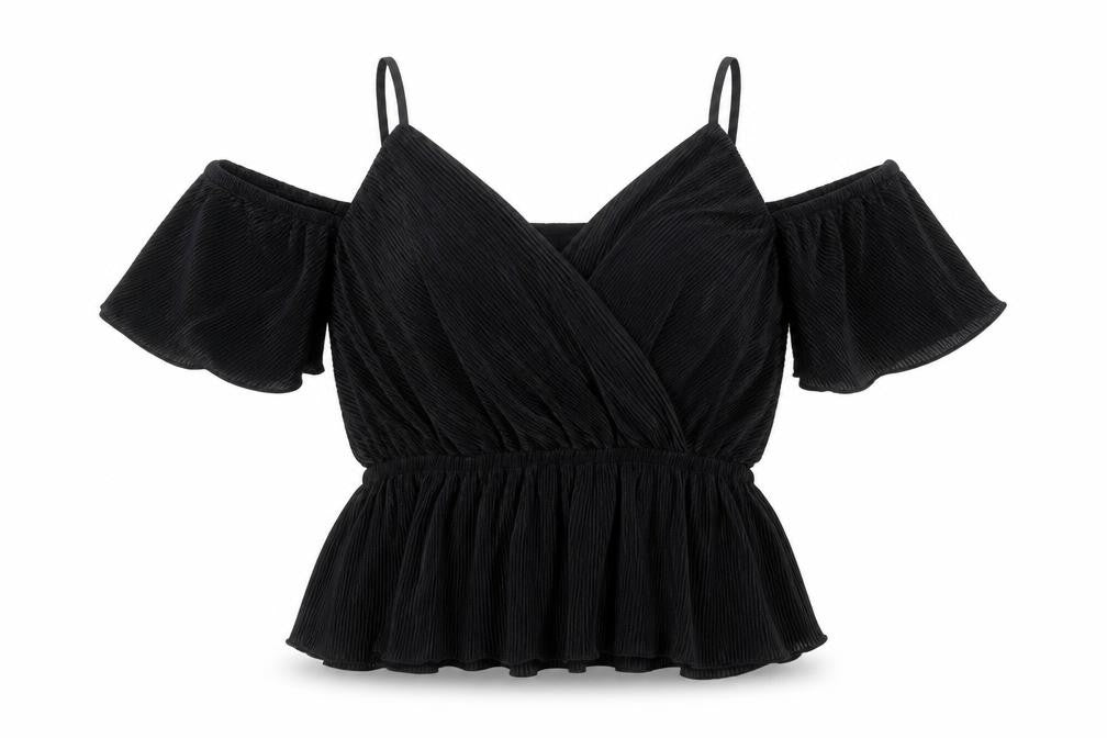 Front view of BIBA Women's Black Wrap Blouse, size 10, New