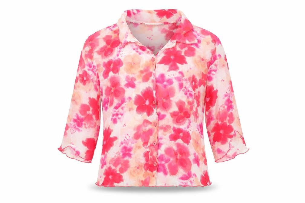 Front view of Cache Cache Women's Floral Button-Up Shirt, size 2
