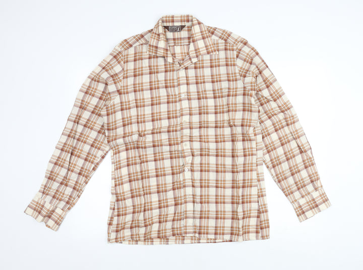 House of Fraser Men's Brown Plaid Long Sleeve Shirt