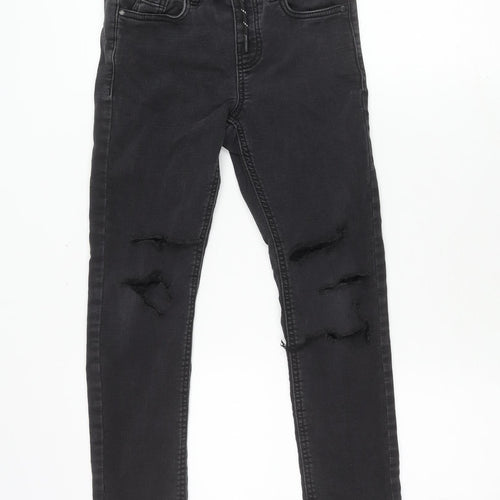 MNG Boys Black Trousers, Size 12 Years, Elastic Waist, Ripped