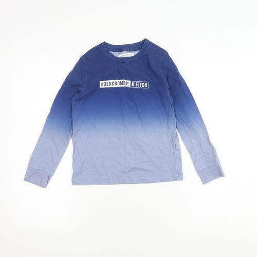 Abercrombie Boys Blue Long Sleeve T-Shirt 7-8 Yrs Cotton Logo