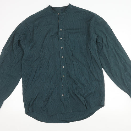 afters Men's Green Striped Long Sleeve Shirt