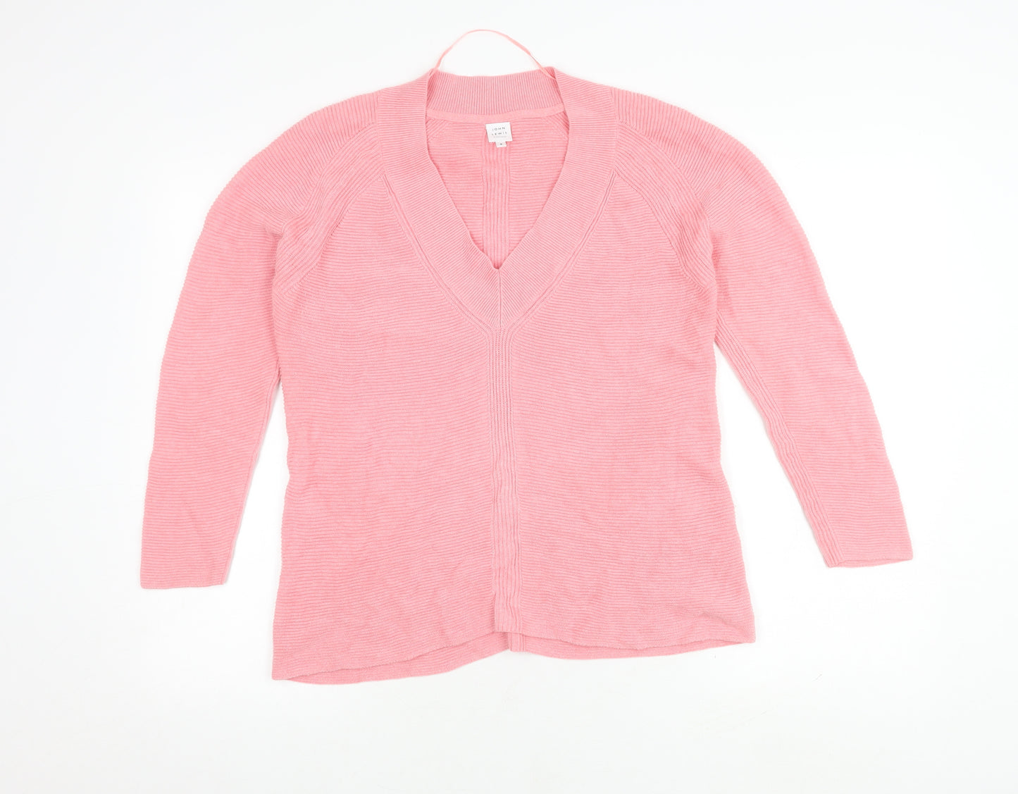 John Lewis Pink Cotton V-Neck Cardigan, Size 8, Women's