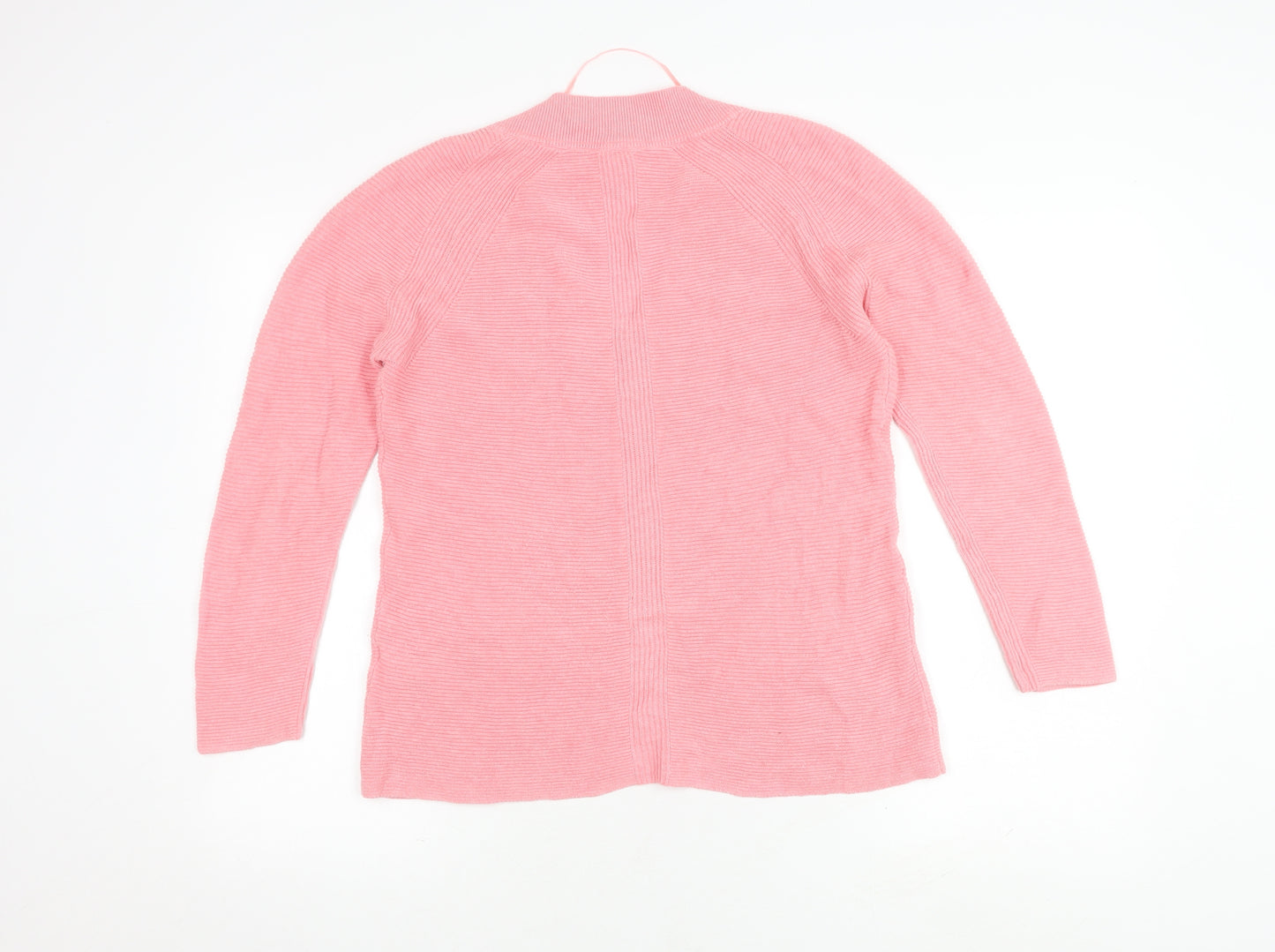 John Lewis Pink Cotton V-Neck Cardigan, Size 8, Women's