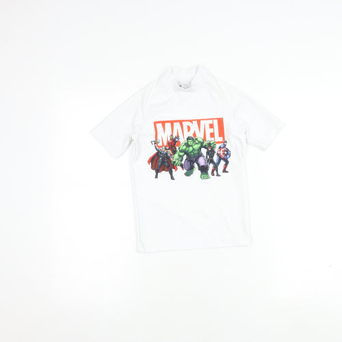 Next Boys Marvel T-Shirt White 7 Years Short Sleeve UV Protection