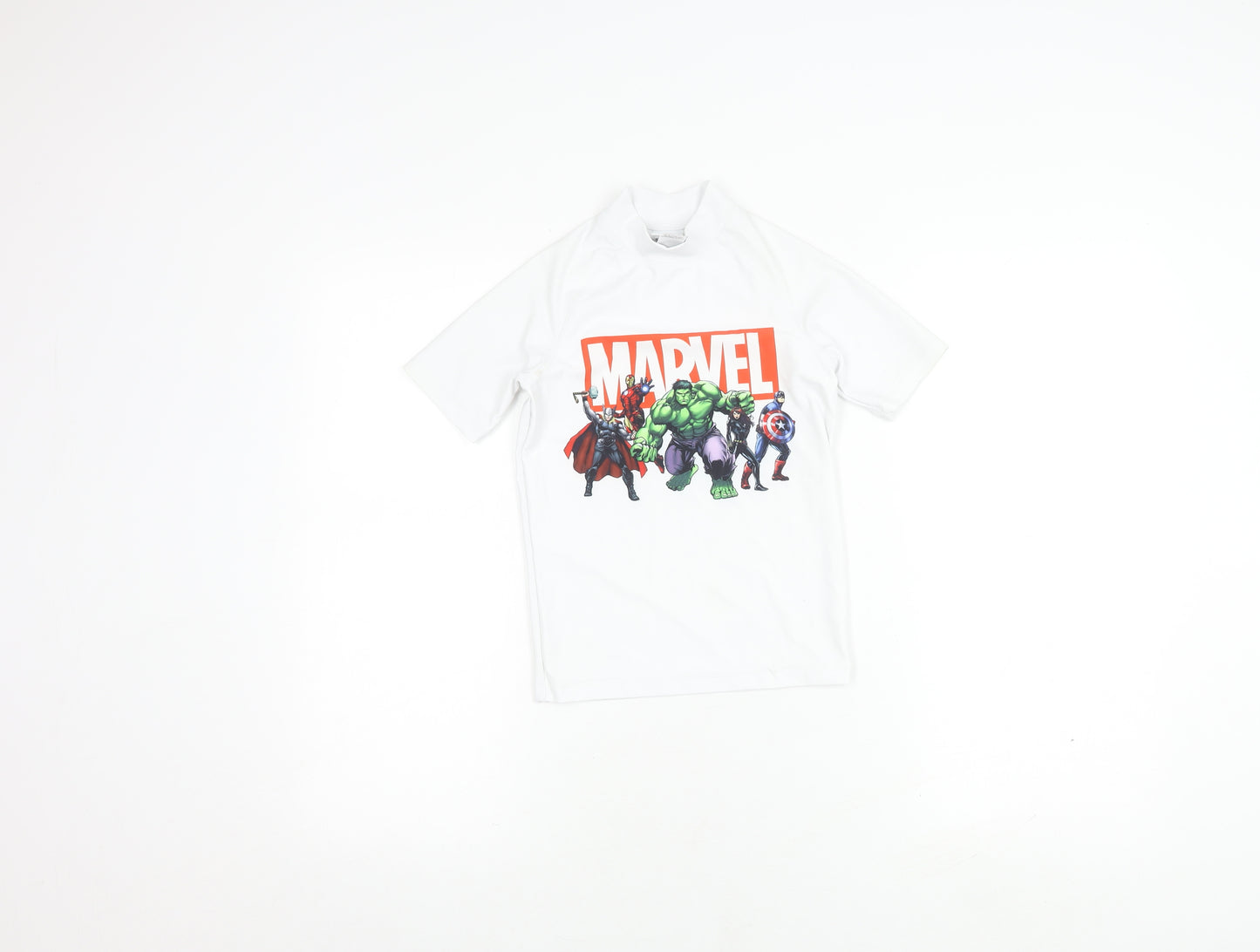 Next Boys Marvel T-Shirt White 7 Years Short Sleeve UV Protection