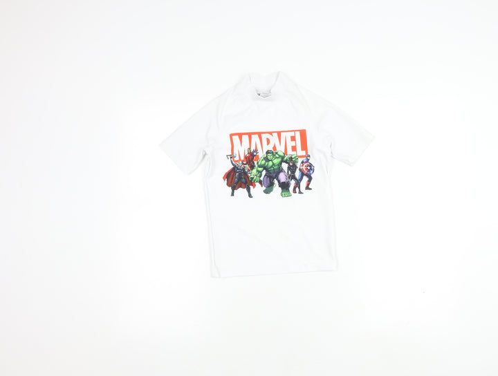 Next Boys Marvel T-Shirt White 7 Years Short Sleeve UV Protection