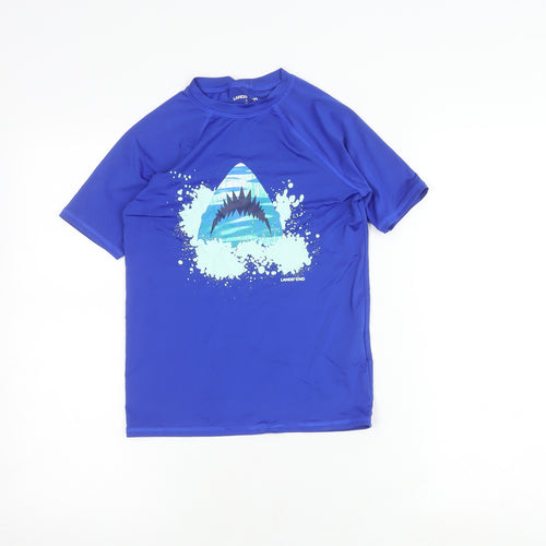 Lands' End Boys Blue Rash Guard Shark Graphic S