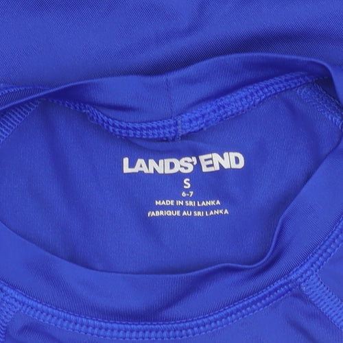 Lands' End Boys Blue Rash Guard Shark Graphic S