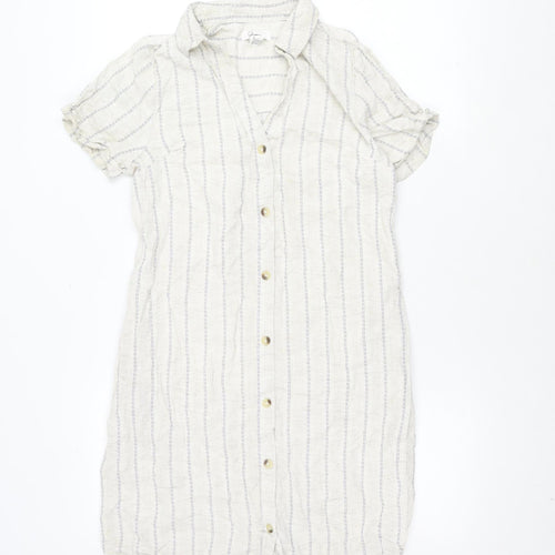 Jopra Women's Ivory Striped Shirt Dress M