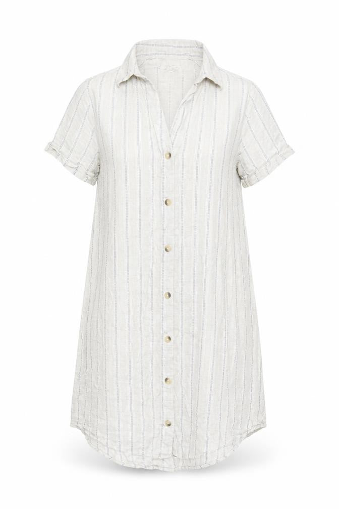 Jopra Women's Ivory Striped Shirt Dress M