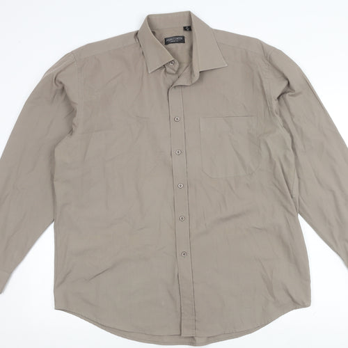 John Curtis Men's Beige Long Sleeve Button-Up Shirt