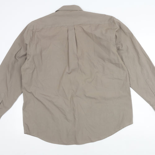John Curtis Men's Beige Long Sleeve Button-Up Shirt