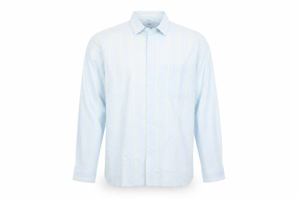 Front view of Henley Men's Multicoloured Casual Striped Long Sleeve Shirt
