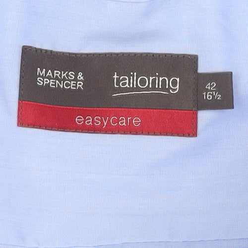 Marks and Spencer Men's Blue Long Sleeve Shirt 42