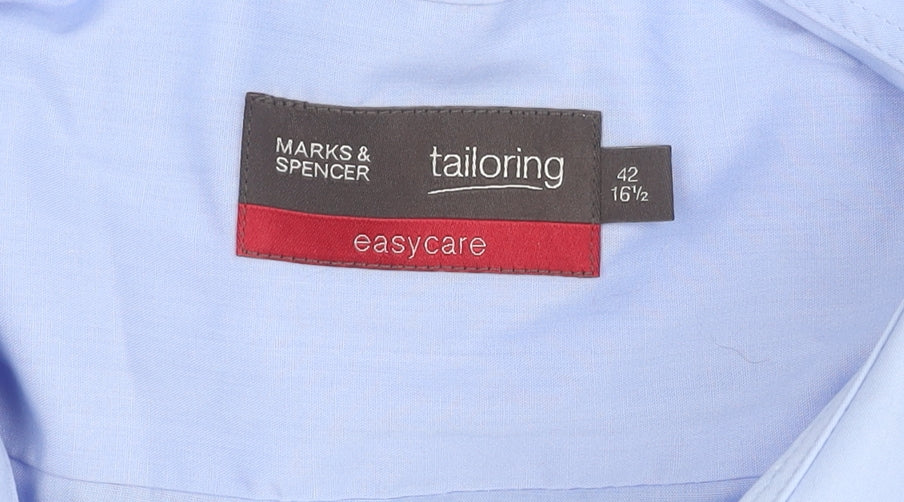 Marks and Spencer Men's Blue Long Sleeve Shirt 42