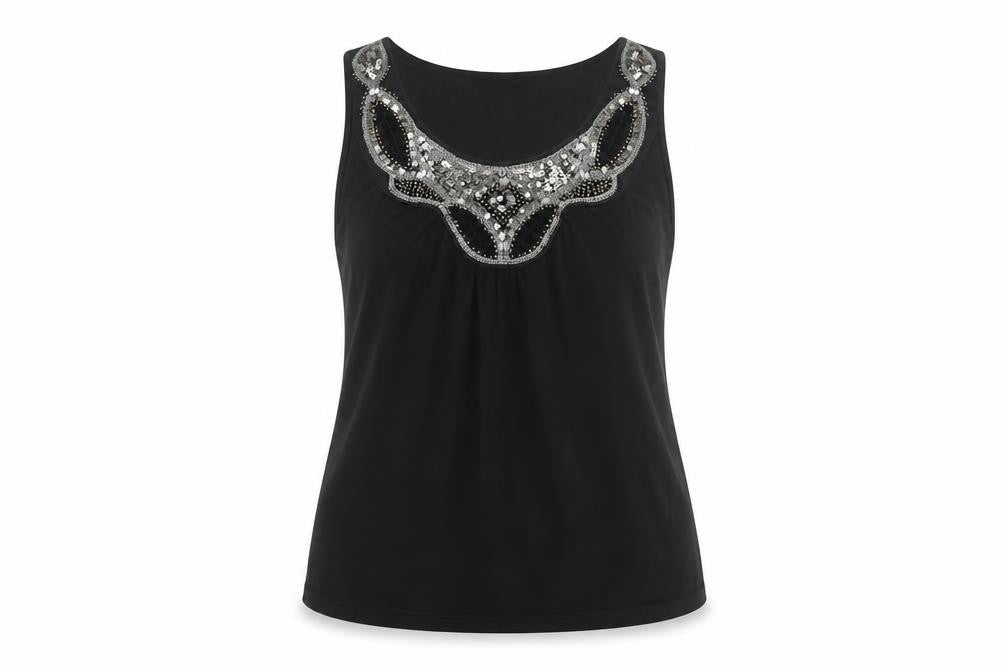 Front view of RJR.John Rocha Women's Black Sequin Blouse -, size 12
