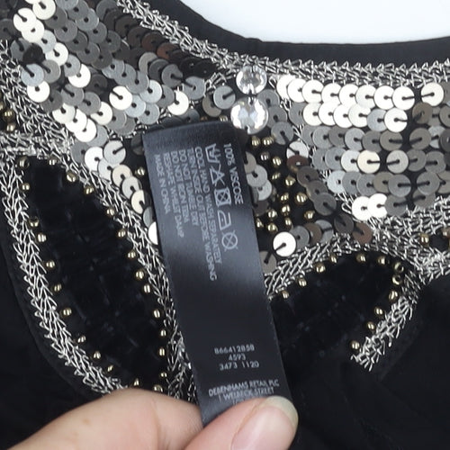 Rocha John Rocha Women's Black Sequin Blouse - Size 12