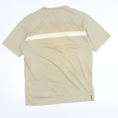 Nautica Men's Beige T-Shirt, Size L, Cotton, Crew Neck