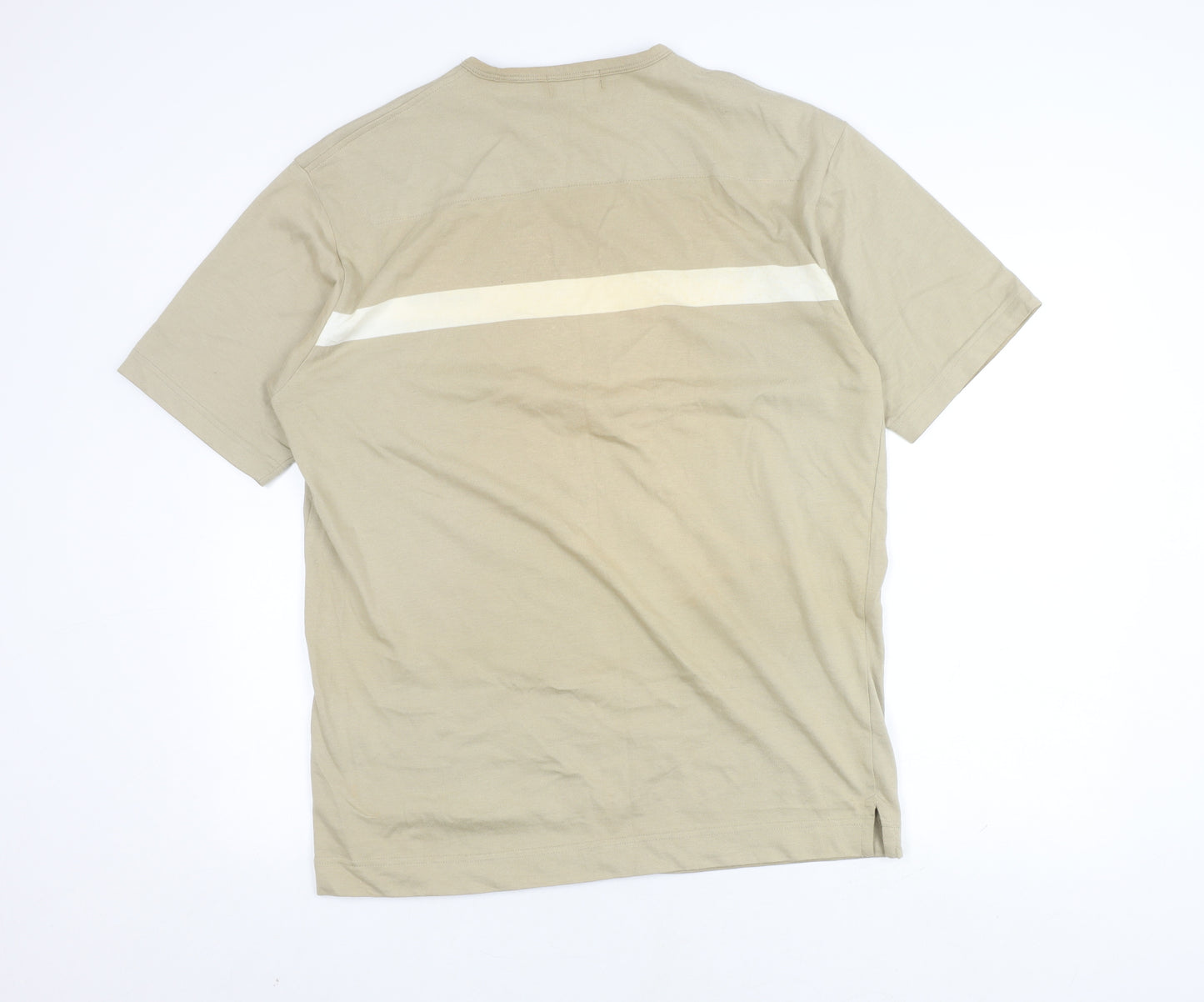 Nautica Men's Beige T-Shirt, Size L, Cotton, Crew Neck