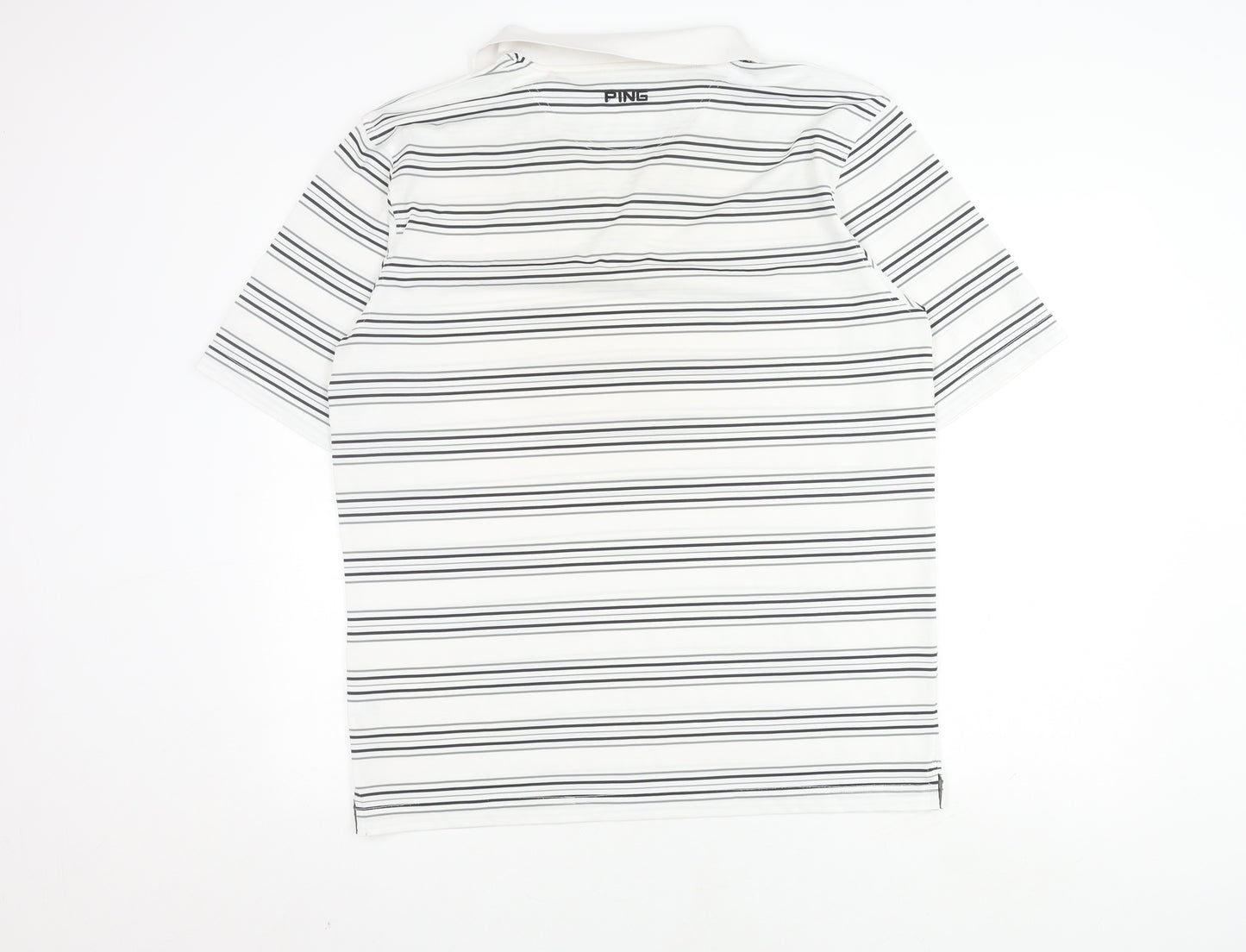 PING Men's XL White Striped Polo for Golf