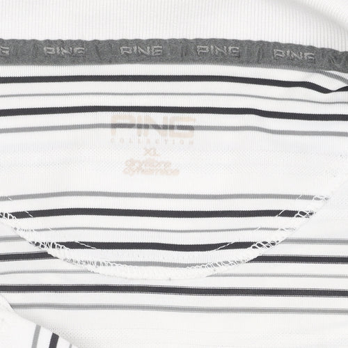 PING Men's XL White Striped Polo for Golf