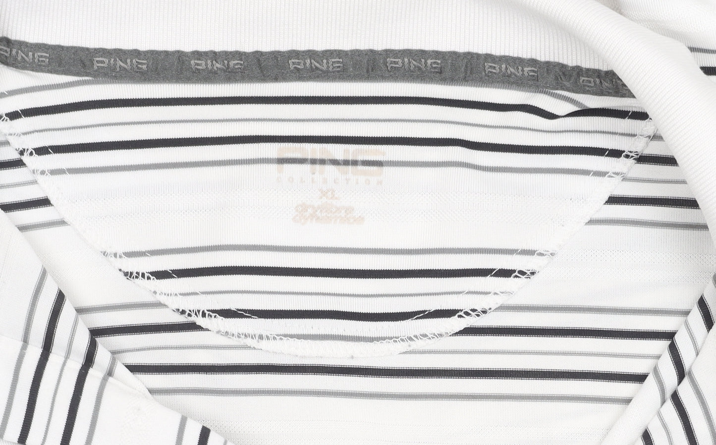 PING Men's XL White Striped Polo for Golf