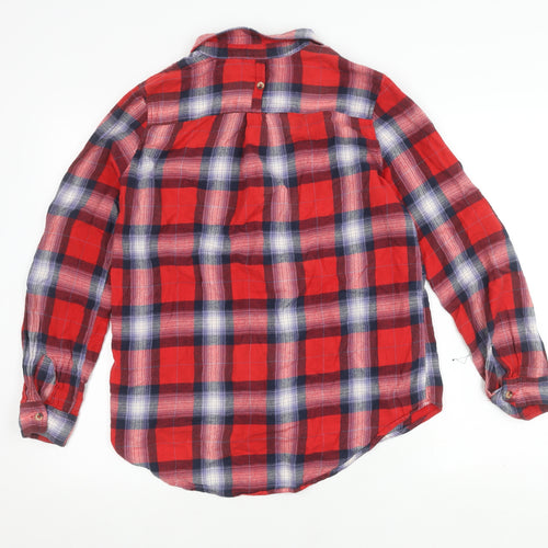 Topshop Women's Red Plaid Button-Up Shirt, Size 10