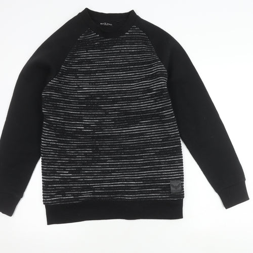Brave Soul Men's Black Stripe Pullover Jumper Small
