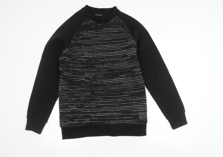 Brave Soul Men's Black Stripe Pullover Jumper Small