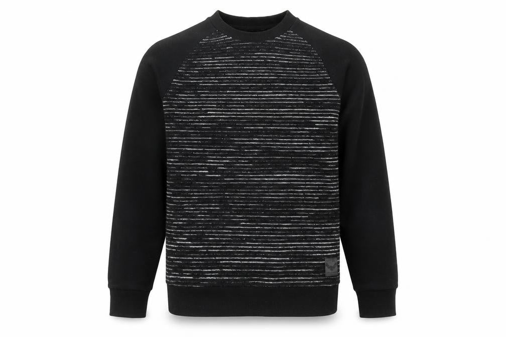 Front view of Brave Soul Men's Black Stripe jumper Small