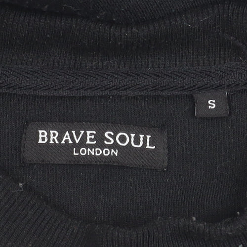 Brave Soul Men's Black Stripe Pullover Jumper Small